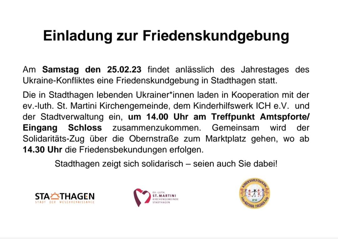 Einladung zur Friedenskundgebung
