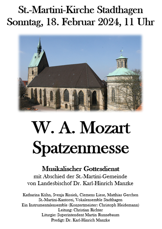 Musikalischer Gottesdienst mit der Spatzenmesse von W. A. Mozart