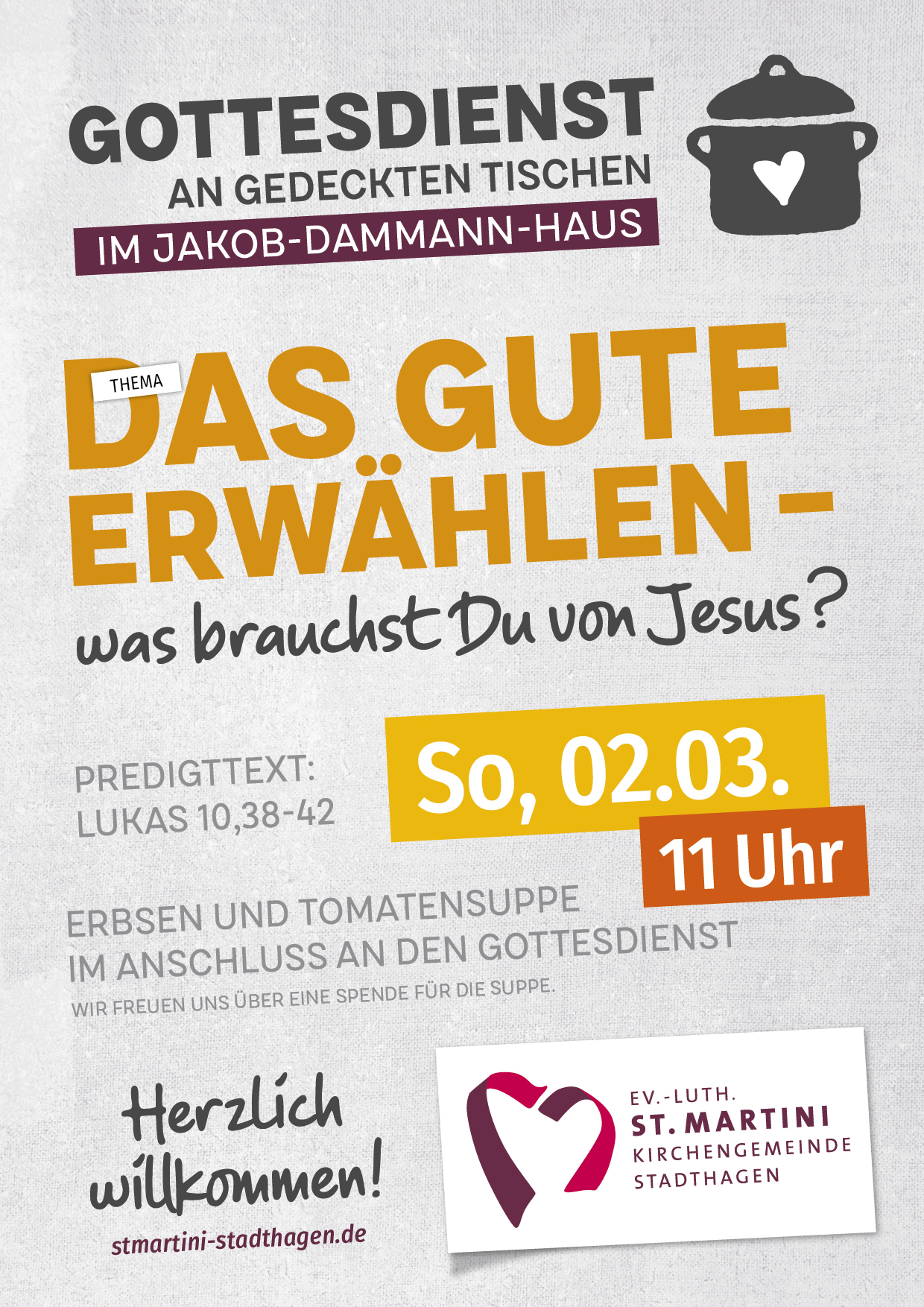 Gottesdienst und Eintopfessen im Jakob-Dammann-Haus