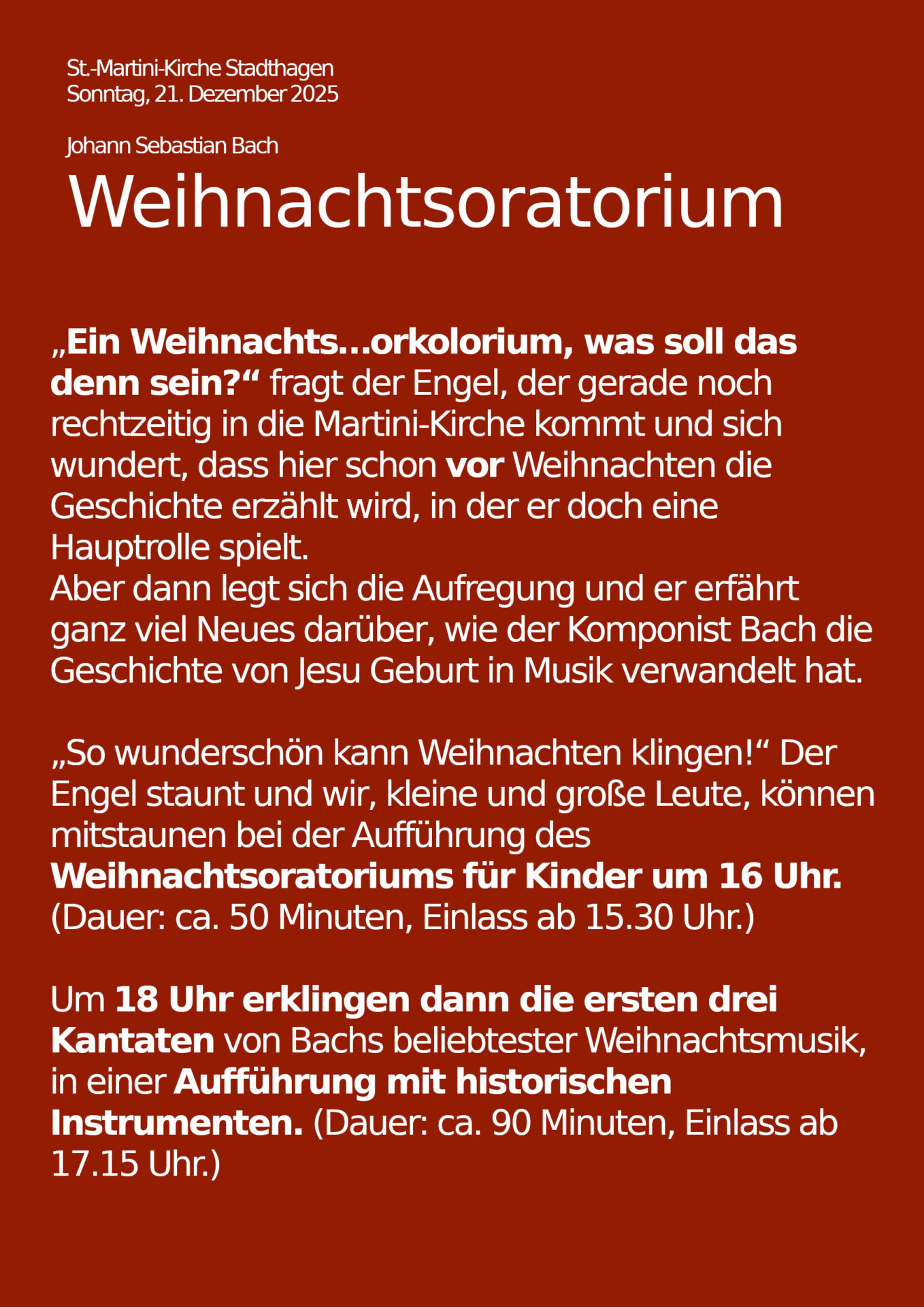 Familienkonzert zum Weihnachtsoratorium von J. S. Bach